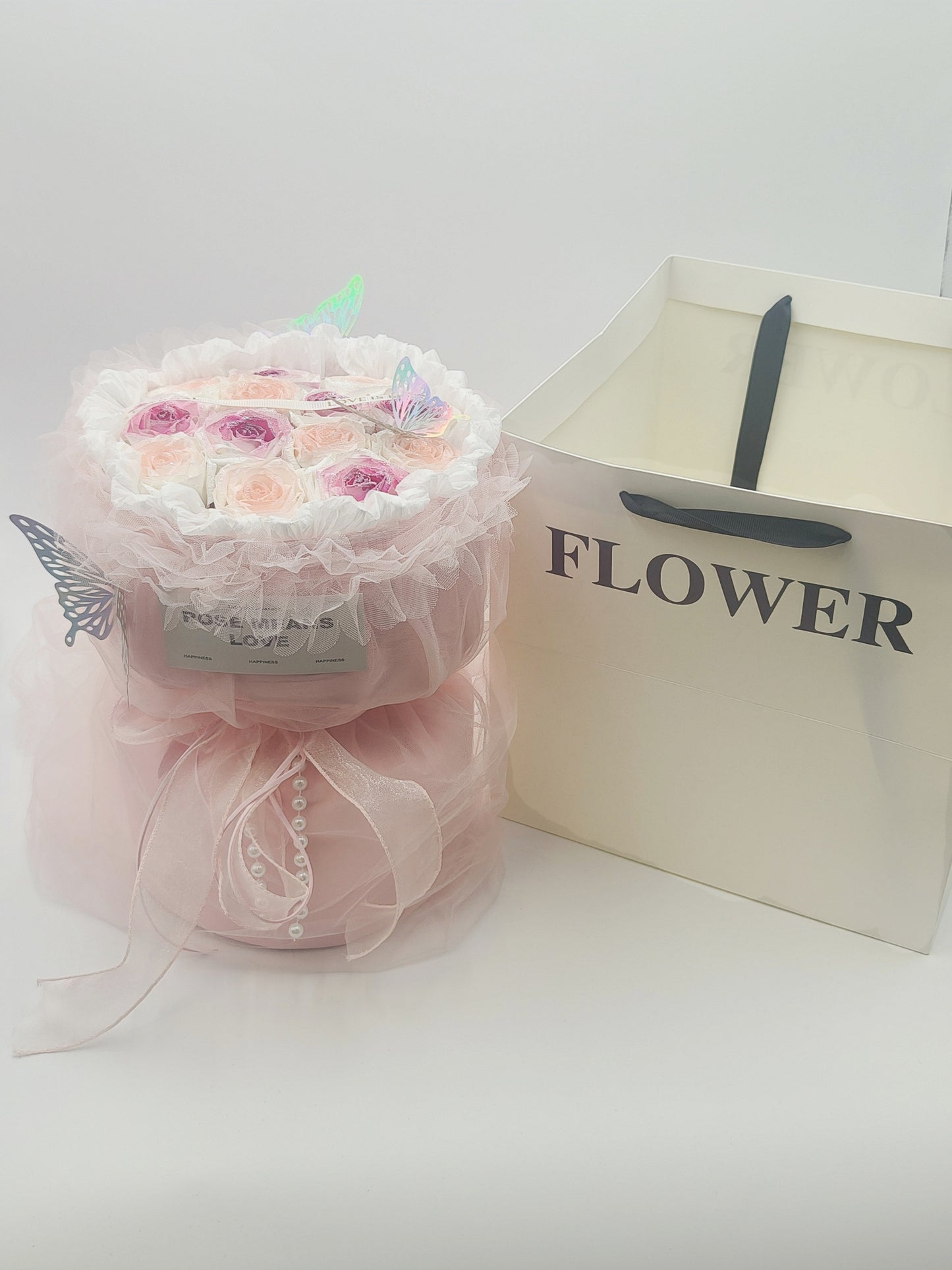 Handmade simulated flower bouquet gift eternal flower with gift box bag Mother's Day gift rose birthday gift graduation season gift
