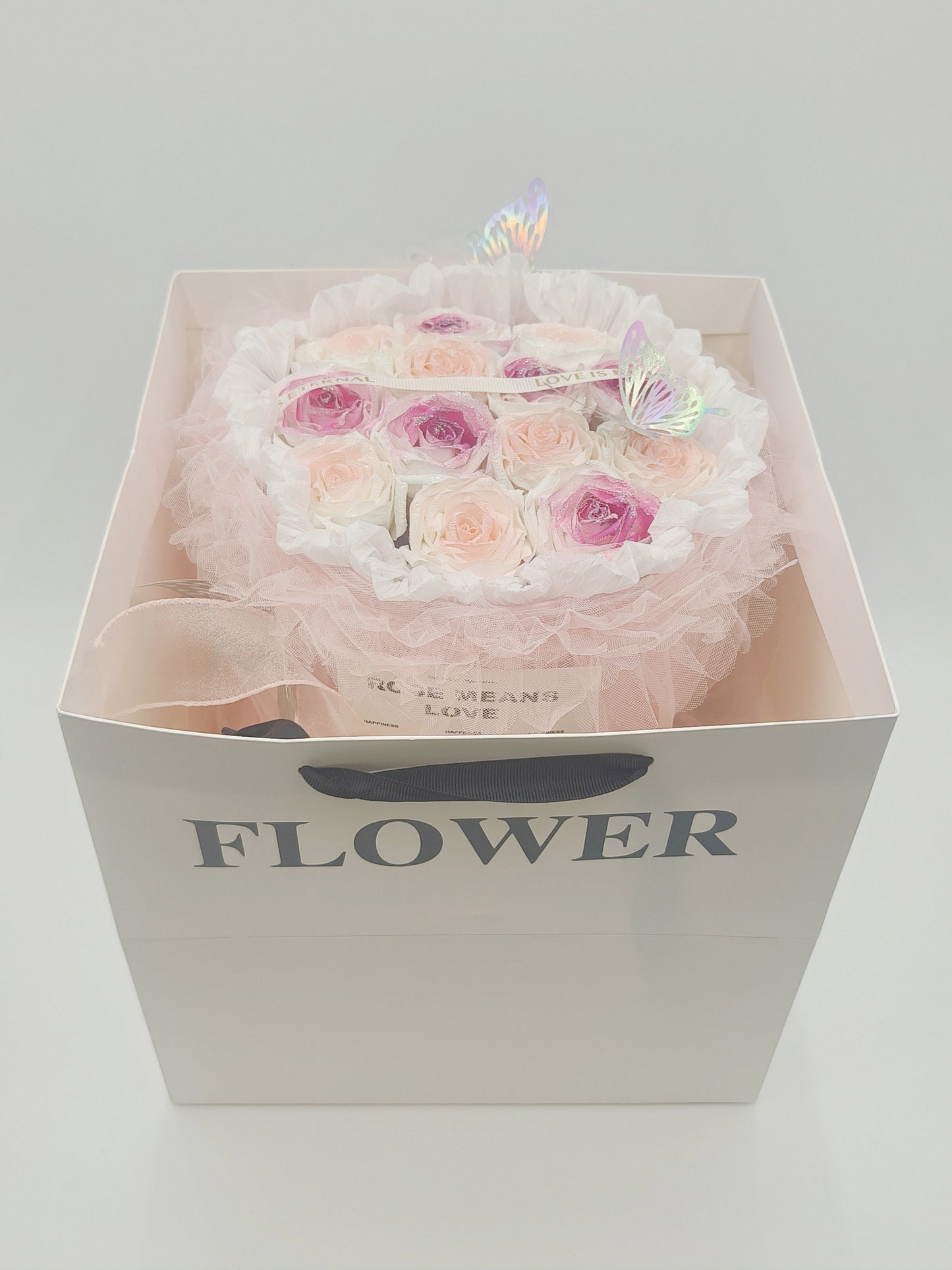 Handmade simulated flower bouquet gift eternal flower with gift box bag Mother's Day gift rose birthday gift graduation season gift