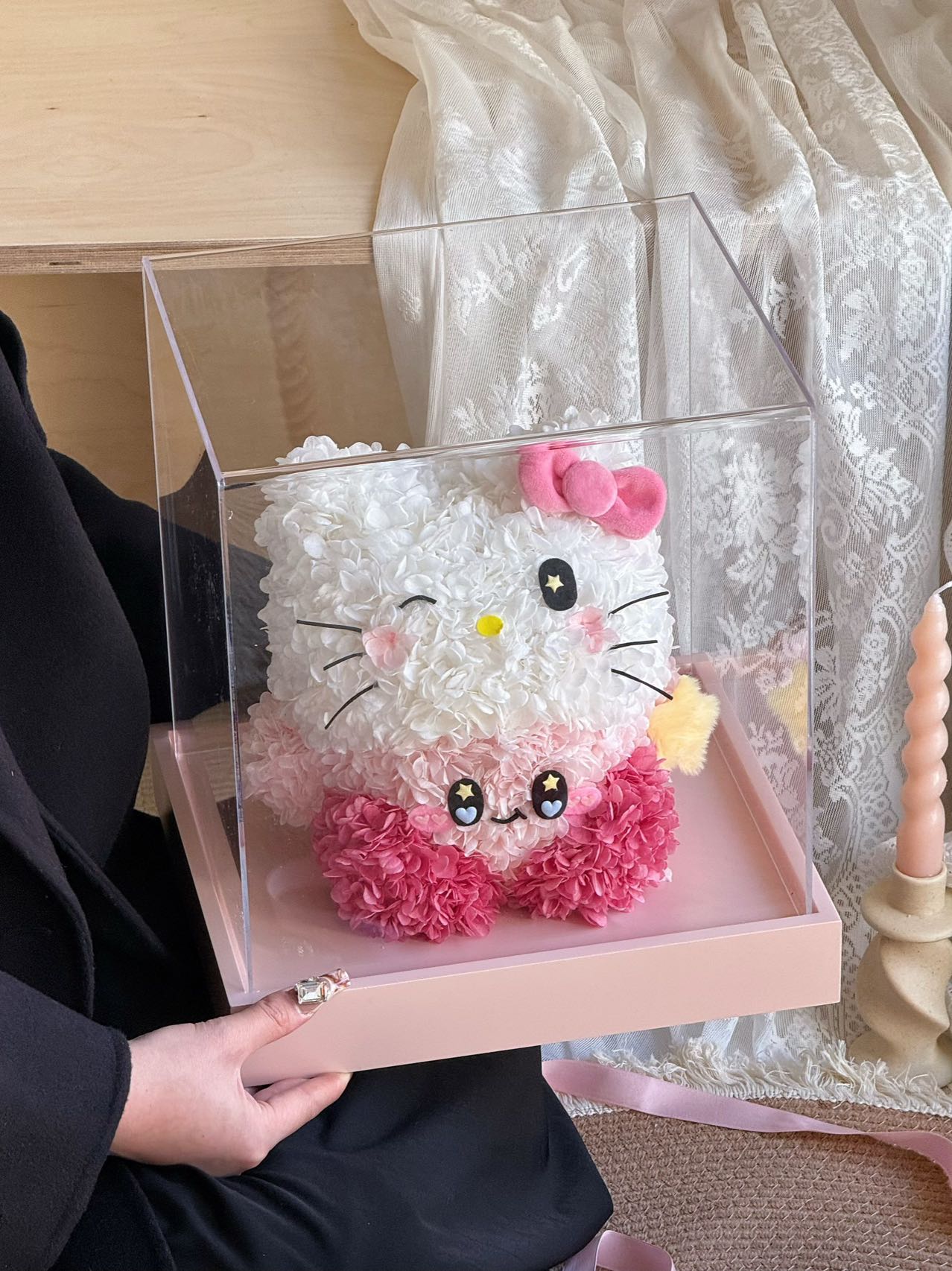 Eternal Rose Gift Box Real Flower Eternal Flower Luxury Birthday Gift Wedding Proposal Anniversary Gift Valentine's Day Gift Mother's Day GiftKitty Headgear Kirby