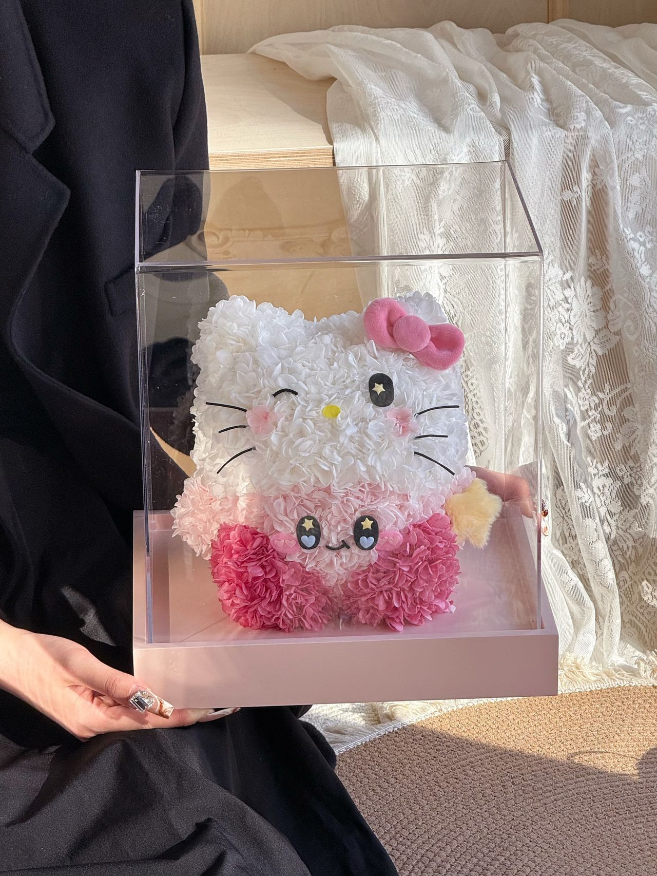 Eternal Rose Gift Box Real Flower Eternal Flower Luxury Birthday Gift Wedding Proposal Anniversary Gift Valentine's Day Gift Mother's Day GiftKitty Headgear Kirby