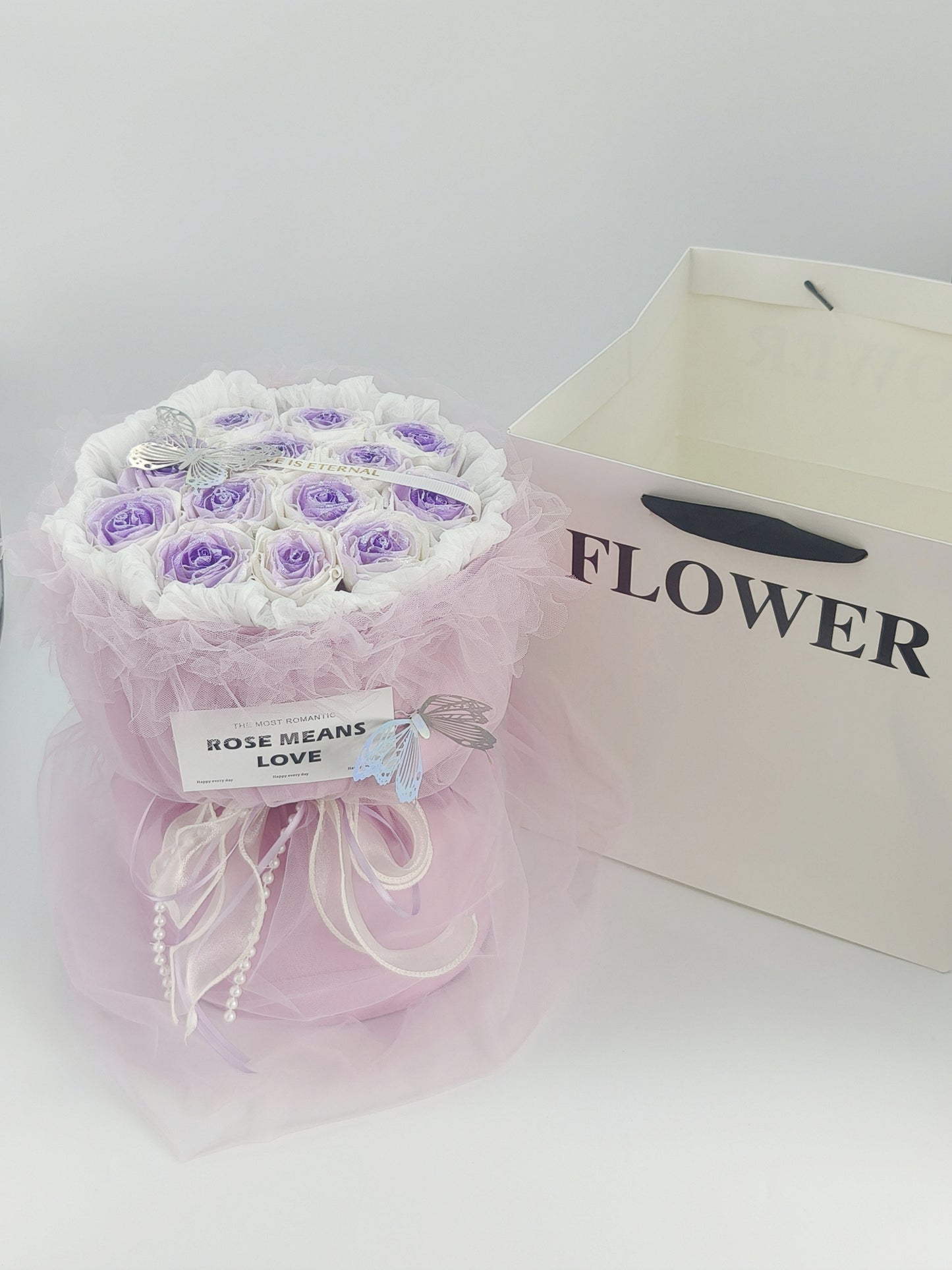 Handmade simulated flower bouquet gift eternal flower with gift box bag Mother's Day gift rose birthday gift graduation season gift