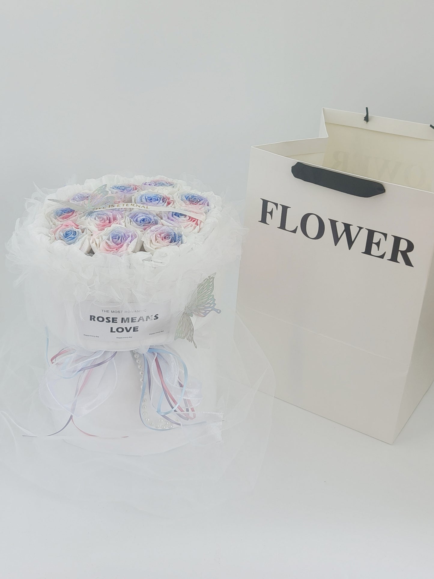 Handmade simulated flower bouquet gift eternal flower with gift box bag Mother's Day gift rose birthday gift graduation season gift