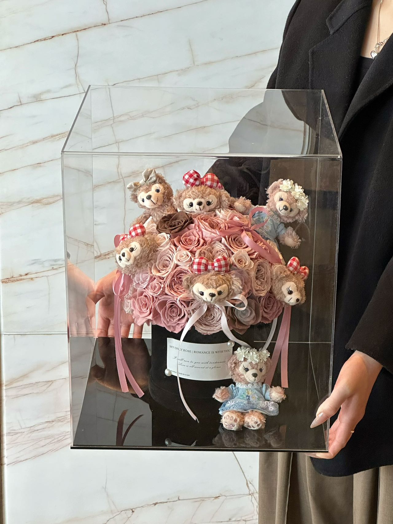 Eternal Rose Gift Box Real Flower Eternal Flower Luxury Birthday Gift Wedding Proposal Anniversary Gift Valentine's Day Gift Mother's Day Giftdoll hug bucket