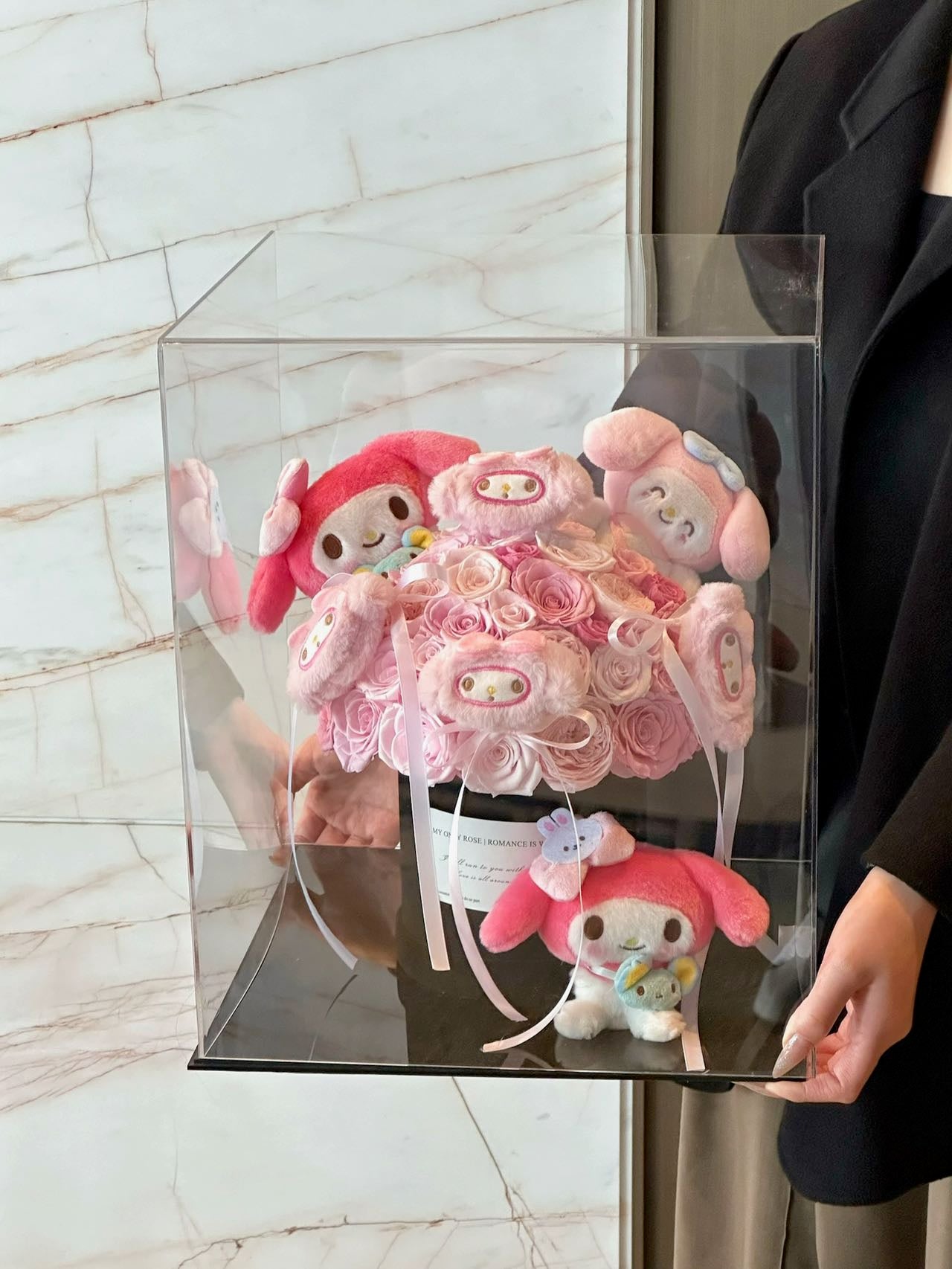 Eternal Rose Gift Box Real Flower Eternal Flower Luxury Birthday Gift Wedding Proposal Anniversary Gift Valentine's Day Gift Mother's Day Giftdoll hug bucket