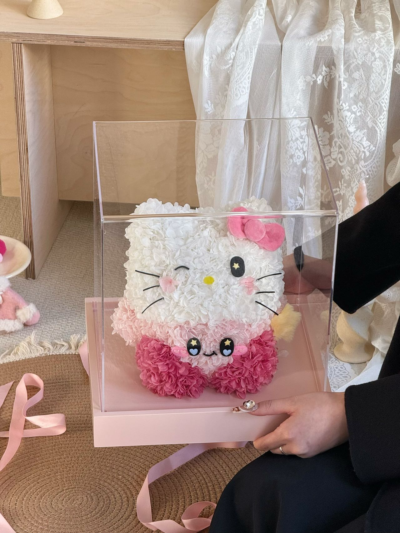 Eternal Rose Gift Box Real Flower Eternal Flower Luxury Birthday Gift Wedding Proposal Anniversary Gift Valentine's Day Gift Mother's Day GiftKitty Headgear Kirby