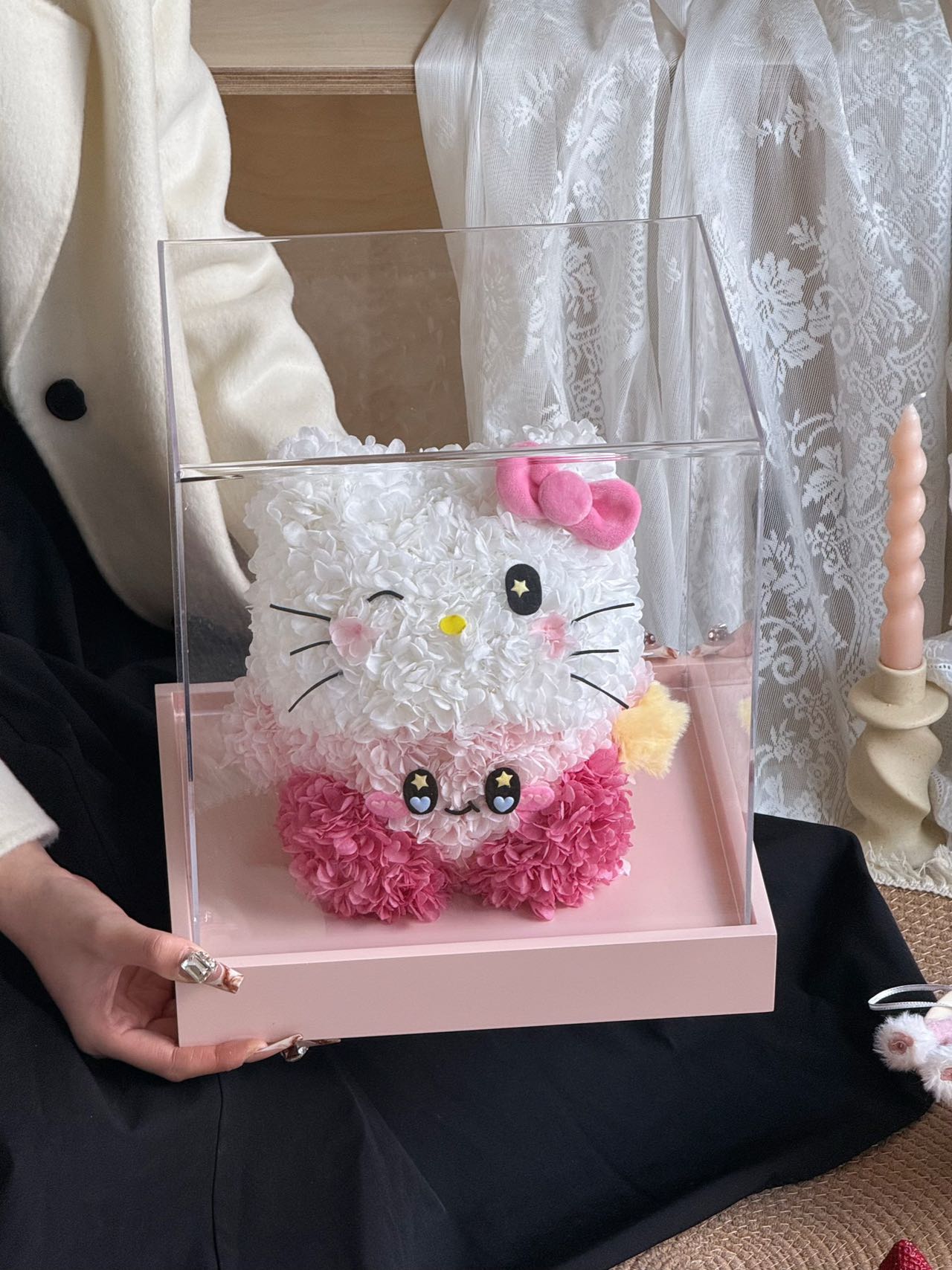 Eternal Rose Gift Box Real Flower Eternal Flower Luxury Birthday Gift Wedding Proposal Anniversary Gift Valentine's Day Gift Mother's Day GiftKitty Headgear Kirby