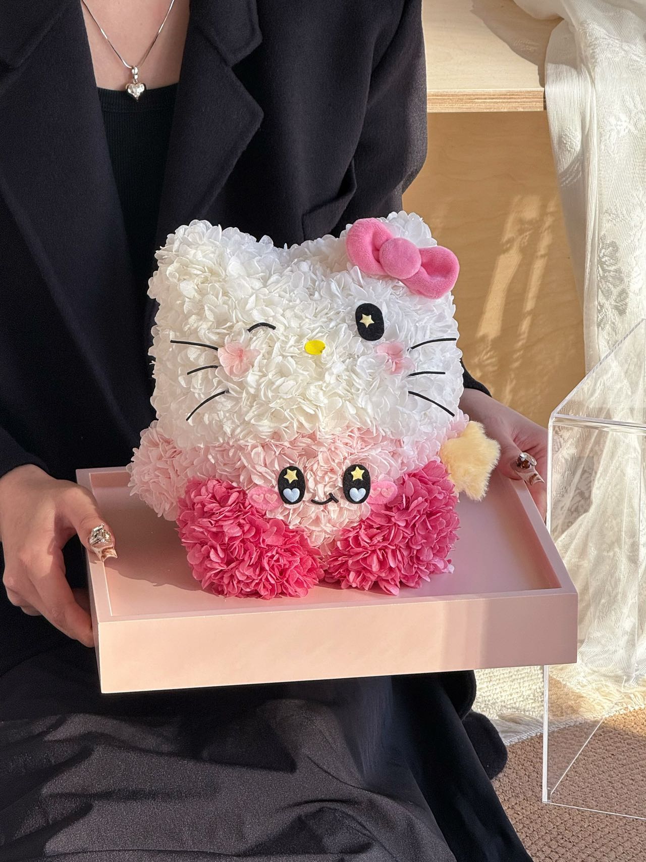 Eternal Rose Gift Box Real Flower Eternal Flower Luxury Birthday Gift Wedding Proposal Anniversary Gift Valentine's Day Gift Mother's Day GiftKitty Headgear Kirby