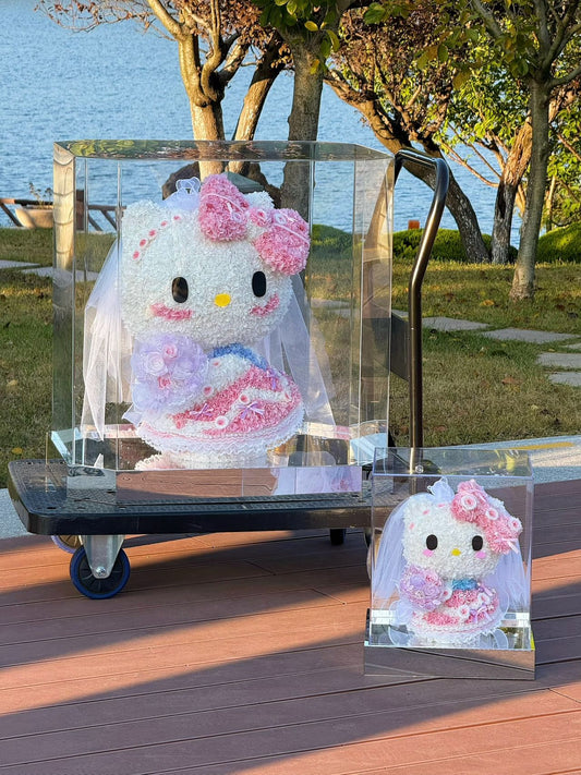 Eternal Rose Gift Box Real Flower Eternal Flower Luxury Birthday Gift Wedding Proposal Anniversary Gift Valentine's Day Gift Mother's Day Giftwedding dress Hello Kitty