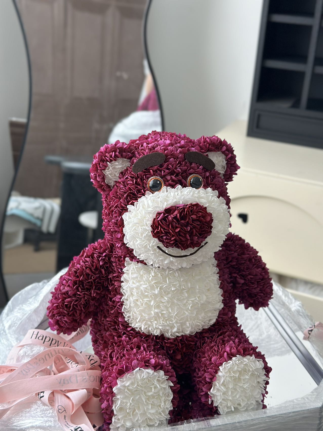 Eternal Rose Gift Box Real Flower Eternal Flower Luxury Birthday Gift Wedding Proposal Anniversary Gift Valentine's Day Gift Mother's Day GiftStrawberry Bear